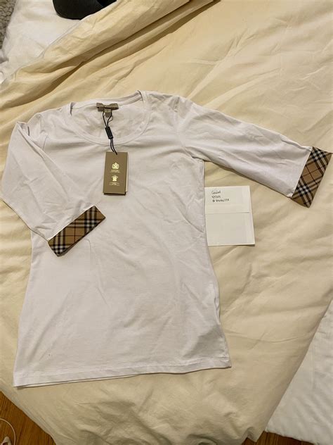 burberry 3 4 sleeve check cuff scoop tee|BURBERRY Three.